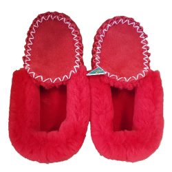 Red Sheepskin Moccasin Slippers top