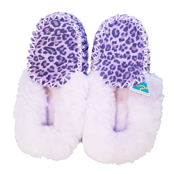 Snow Leopard Sheepskin Moccasin Slippers top