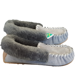 Grey Moccasin Slippers side