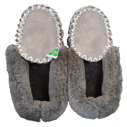 Grey Moccasin Slippers top