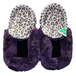 Purple Leopard Sheepskin Moccasin Slippers top