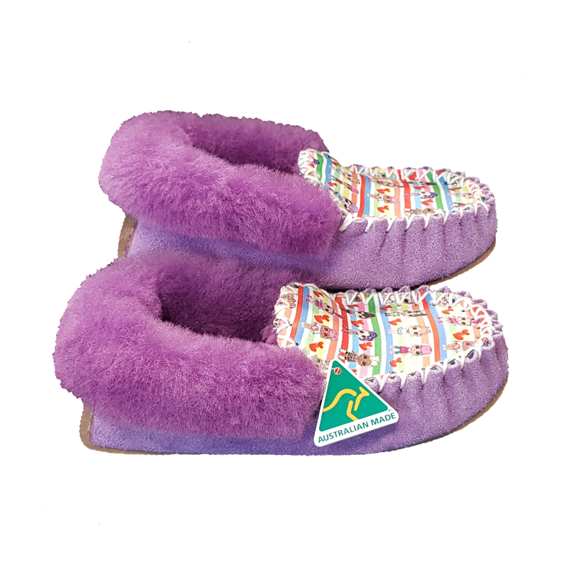 Light Purple Doll Sheepskin Moccasin Slippers side