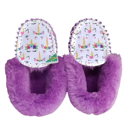 Light Purple Unicorn Sheepskin Moccasin Slippers top