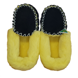 Black and Yellow shoes: Sheepskin Moccasin Slippers top by J&H Eweniq