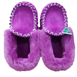 Lilac Sheepskin Moccasin Slippers top