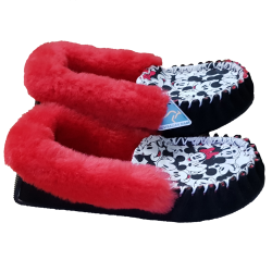 Mouse Sheepskin Moccasin Slippers side