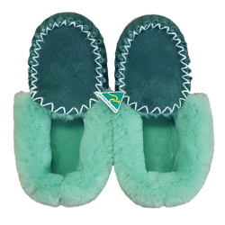Bottle Green Lime Moccasin Slippers top