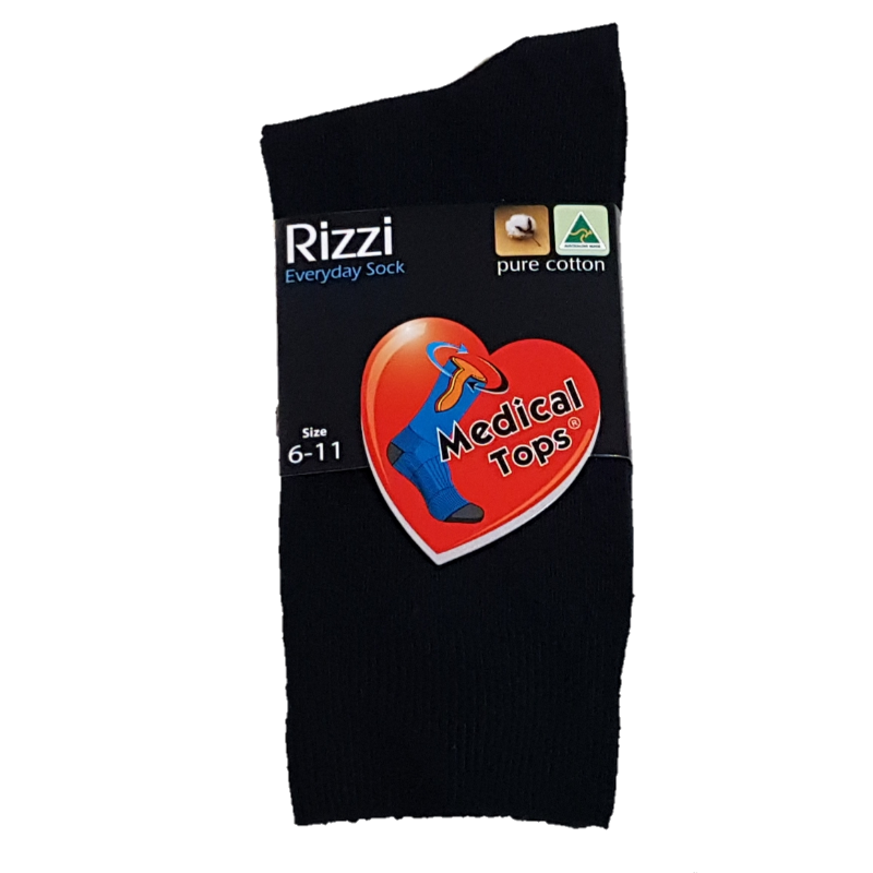 Pure Cotton Medical Top Socks Black front