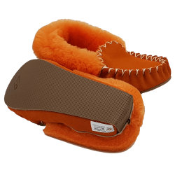 Orange Sheepskin Moccasin Slippers sole
