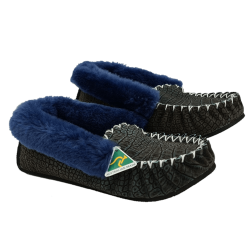 Blue Crocodile Sheepskin Moccasin Slippers side