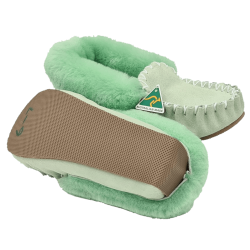 Mint Green Sheepskin Moccasin Slippers sole