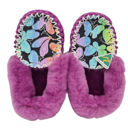 Lilac Butterfly Slippers moccasin top