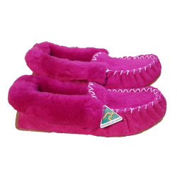 Hot Pink Moccasin Slippers side