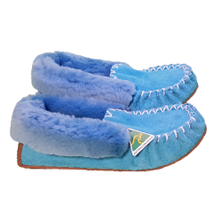 Teal Moccasins Slippers side by J&H Eweniq