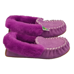 Purple Lilly Sheepskin Moccasin Slippers side