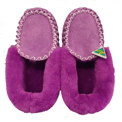 Purple Lilly Sheepskin Moccasin Slippers top
