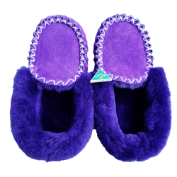 Purple Royale Sheepskin Moccasin Slippers top